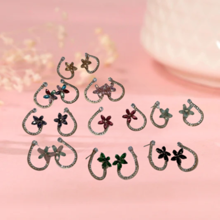 AD Diamond Floral Drop Earrings in Rose gold