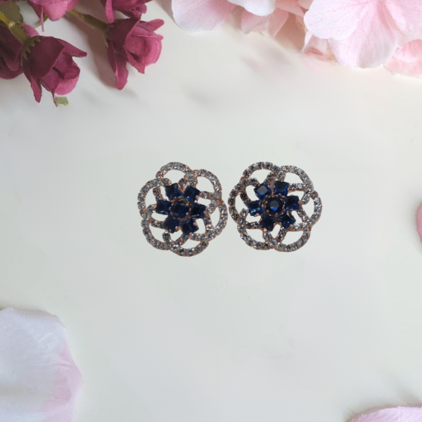 Elegant Floral American Diamond Earrings in Rose Gold