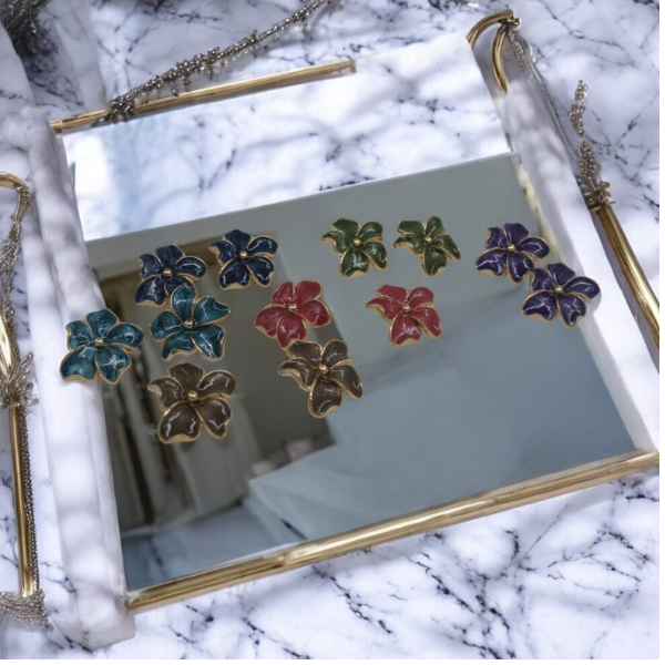 High-Grade Metal Floral Stud Earrings