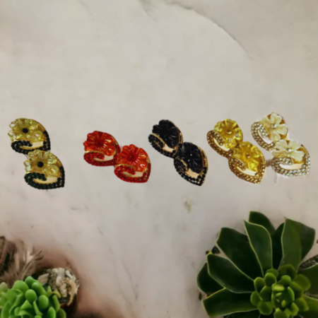 Vibrant Floral Heart  & Flower Earrings with Beaded Detailing