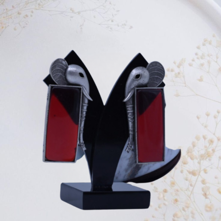 Rectangular Elephant Motif Enamel Stud Earrings