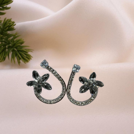 Multicolor Square Stone Stud Earrings in Antique Finish