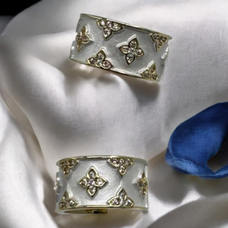 Graceful Gold-Plated Enamel Earrings