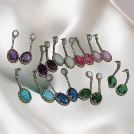 Elegant Long Dangler Earrings with Mother of Pearl Stones