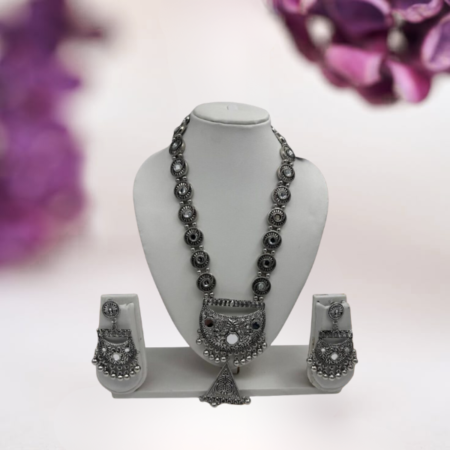 Antique Silver Oxidized Tribal Necklace Set