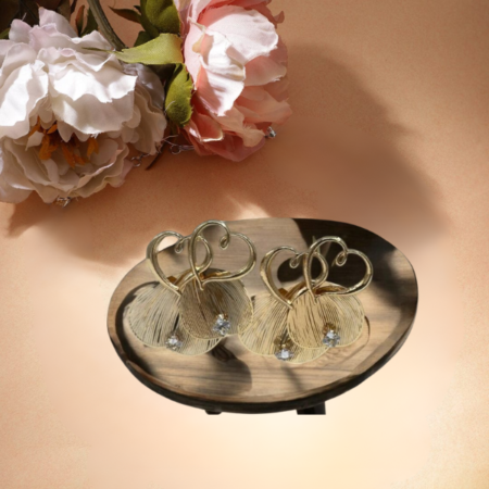 Heart-Inspired Floral Shell Earrings with Crystal Accents
