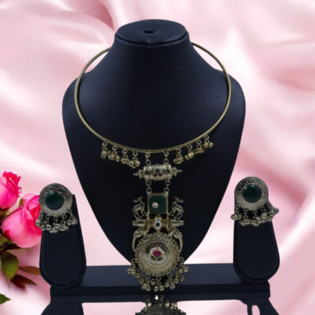 Timeless Brass Hasli Necklace with Matching Earrings